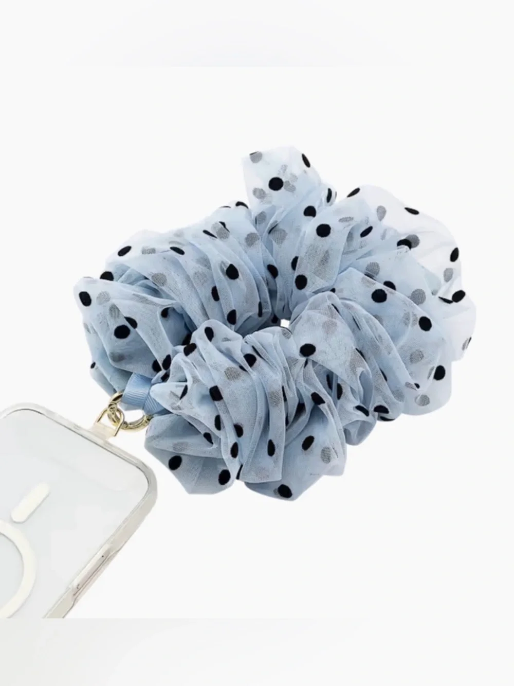 PopSocket Tulle Blue Polka Dot Scrunchie Phone Wrist Strap New in Box